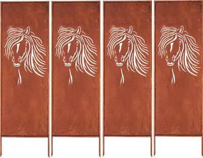 Produktbild von Sichtschutz Metal 4x - 160 x 50 cm - Edelrost - Rostoptik Sichtschutz für Garten - Sichtschutzelement - Sichtschutzwand - Gartendekoration Zaun Rost