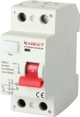 Image de E.NEXT p080001 PRO 2P 16A 30mA 6kA TYPE A Disjoncteur différentiel