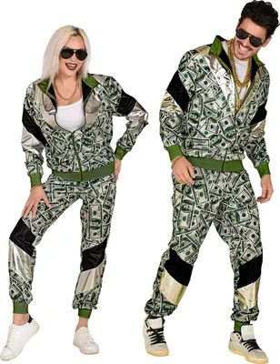 Produktbild von Dollar Trainingsanzug - leuchtet unter UV-Licht - Jogginganzug Gr. S bis 2XL -  80ties XL -  185- 192 cm