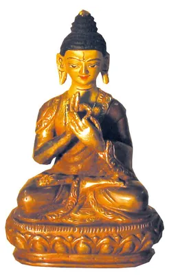 Produktbild von "Pancha Buddha Akshobhya" Kupfer vergoldet 7,5cm