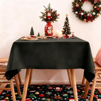 Productafbeelding van Tafelkleed, zwart, 140 x 180 cm, vuilafstotend, linnenlook, polyester