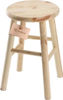 KADAX Holzhocker "Falun", aus natürlichen unlackierten Kiefernholz, Sitzhocker, Tritthocker, Rund