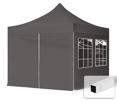 Produktbild von TOOLPORT 3x3m Stahl Faltpavillon, inkl. 4 Seitenteile, dunkelgrau