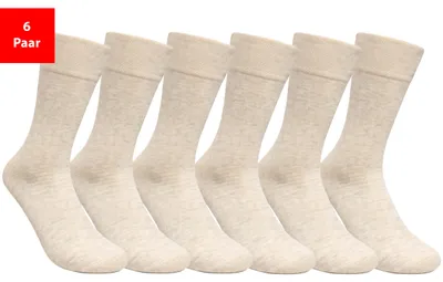 Produktbild von Gesundheitssocken Socken ohne Gummibund & Naht – Komfort Baumwolle Damen Herren - Beige 35-38 6 Paar
