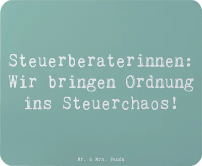 Produktbild von Mr. & Mrs. Panda Mousepad Spruch Steuerberaterin Ordnung - Meeresbrise - Geschenk, Mauspad, Beruf, Mouse Pad, Steuerberatung, Berufspassion, pc, Einzigartig, Berufe