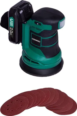 Produktbild von Vonroc Exzenterschleifer Akku, Schleifmaschine - Handschleifer mit Staubbehälter