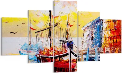 Produktbild von Bild auf Leinwand - Leinwandbild - Boot Segel Meer - 125x70cm - Wand Bild - Wanddeko - Wandbilder - Leinwanddruck - Bilder - Kunstdruck - Wanddekoration - Leinwand bilder - Wandkunst - EA125x70-3435