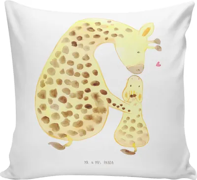 Produktbild von Mr. & Mrs. Panda kissen bedruckt Giraffe Kind - Weiß - Geschenk, Tochter, 40x40, Lieblingsmensch, Sohn, Dekokissen, Afrika, Mutter, Sofakissen, Mama, kuschelkissen, Deko