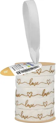 Immagine prodotto di Nastro stampato bianco e oro 1 cm x 5 m - Amore