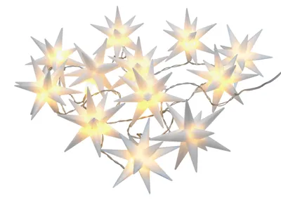 Immagine prodotto di Catena luminosa natalizia a LED, luce bianca calda - Stelle 3D / 550 cm - Decorazione luminosa per giardino con funzione timer
