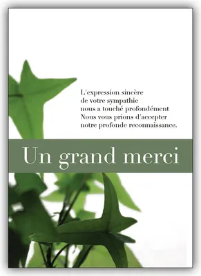 Produktbild von 4x Französische Trauer Dankeskarte: Un grand merci