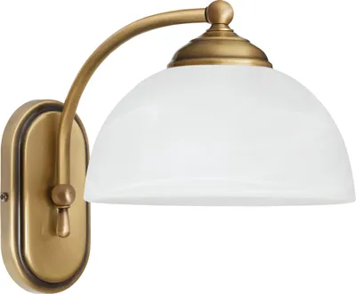 Produktbild von Wandleuchte Messing Goldpatina Alabaster-Glasschirm weiß matt 20x19x27cm E27 60W Wohnzimmer Schlafzimmer klassisch elegant Wandmontage IP20 warm