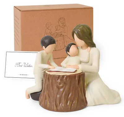 Mutter und Sohn Figur, handbemalt, Harz, 8 x 12,5 x 9,5 cm