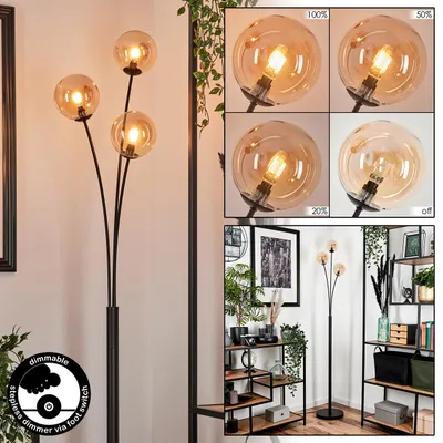 Produktbild von Lerici Stehlampe aus Metall/Riffelglas in Schwarz/Weiß