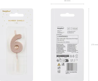 Produktbild von Geburtstagskerze Zahl 6 Zahlenkerze 4,5cm Rosegold