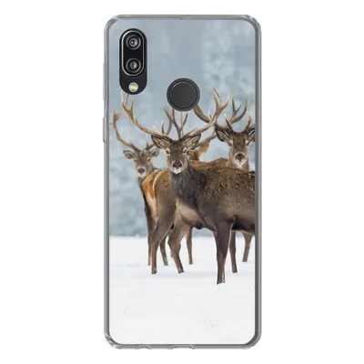 Produktbild von MuchoWow® Handyhülle Schutzhülle Hülle für Huawei P20 Lite (2020) Hirsche - Tiere - Schnee - Winter - Landschaft - Natur Silikon Softcase Handy Hülle - Kartenhalter