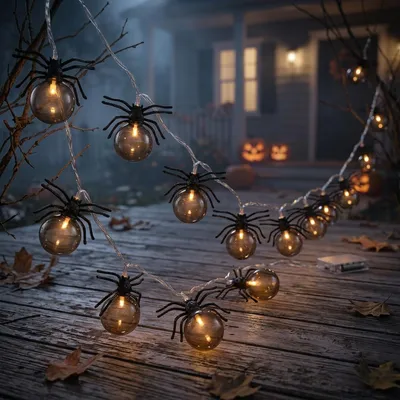 Halloween Spinnenlichtkette, 3 m, 20 LEDs, warmweiß