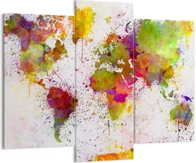 Produktbild von Bild auf Leinwand - Leinwandbild - Karte Welt modern - 130x100cm - Wand Bild - Wanddeko - Leinwanddruck - Bilder - Kunstdruck - Wanddekoration - Leinwand bilder - Wandkunst - CB130x100-3701