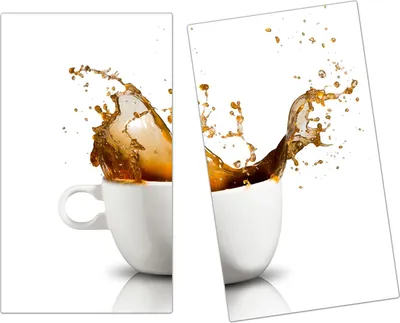 Produktbild von Spritzschutz Herdabdeckplatte Schneidebrett aus Glas Kaffeesplash 2-Teilig (60x52cm)