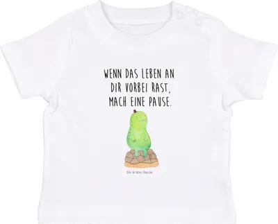 Produktbild von Mr. & Mrs. Panda Babyshirt Schildkröte Pause 12. - 18. Monat - Weiß - Geschenk, Baby Baumwollshirt, Achtsamkeit, Kleinkind Shirt, Achtsam, Panzer, Kinder T-Shirt,