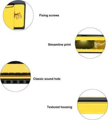 Productafbeelding van Mondharmonica - 10 Gaten Harmonica - Muziek Maken - Roestvrij Staal - 12 cm - Goud
