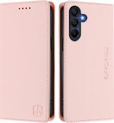 Produktbild von Lederhülle für Samsung Galaxy A17 Hülle Flip Brieftasche Kartenfächern Ständer Schutzhülle Pink