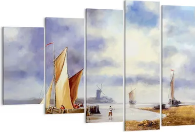 Produktbild von Bild auf Leinwand - Leinwandbild - 5 Teile - Fischer Schiff Fan - 150x100cm - Wand Bild - Wanddeko - Wandbilder - Leinwanddruck - Bilder - Wanddekoration - Leinwand bilder - Wandbild - EG150x100-4318