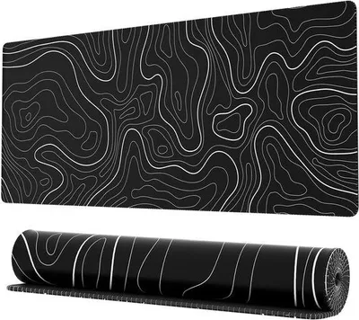 Image de Tapis de souris gaming Unyqoos® XL – grand tapis de souris noir, dimensions 900 x 400 x 3 mm, tissu polyester microtexturé, base en caoutchouc antidérapante, bords cousus