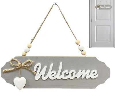 Image de Panneau de bienvenue en bois pour la maison ou l'entreprise