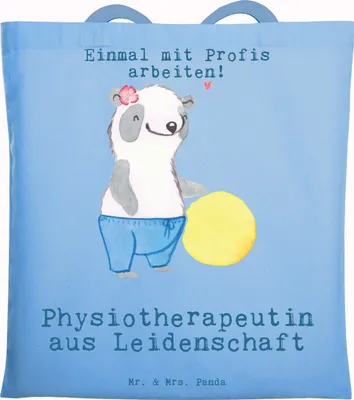 Produktbild von Mr. & Mrs. Panda Tote Bag Physiotherapeutin Leidenschaft - Sky Blue - Geschenk, Jutebeutel, Beutel, Shopping Tasche, Laptoptasche