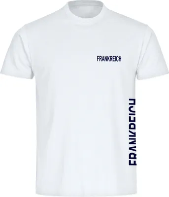 Produktbild von multifanshop Herren T-Shirt - Frankreich - Brust & Seite, weiß, Größe XXL