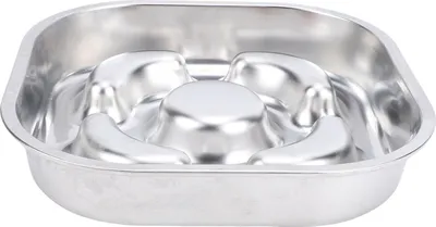 Zdjęcie produktu dla Powolna miska dla psów, stal nierdzewna 304, antypoślizgowa, zapobiega rozlewaniu się i przewracaniu metalowej karmy dla zwierząt