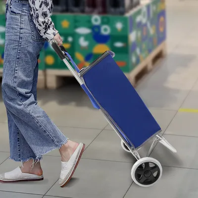 Produktbild von Einkaufswagen, Einkaufswagen mit Rädern, Einkaufswagen mit abnehmbarer Tasche, Blau