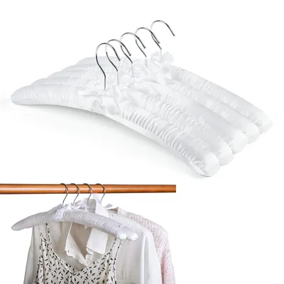 Produktbild von Kleiderbügel, 10 Stück 43cm Weiß Kleiderbügel aus Satin, Weiche Seide Aufhänger für T-Shirt Hemd Mantel Kleid Trägertop Brautkleid Pullover