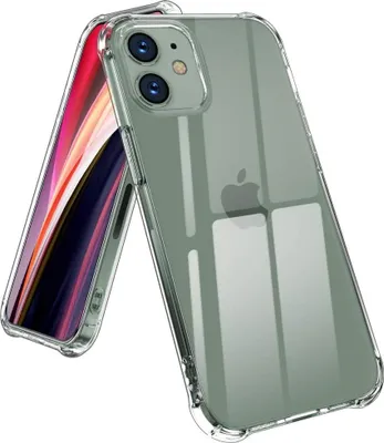 A clear phone case is shown on a white background, with a phone inside it.