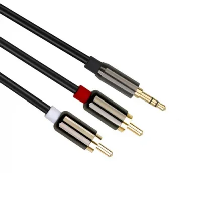 Produktbild von SYSTEM-S RCA Cinch-Stecker (male) auf 3.5mm Klinke AUX (male) Stereo Audio Kabel Cinch-Audiokabel 10m