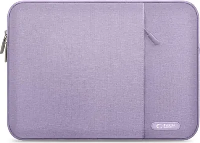 A lavender laptop sleeve is shown flat against a white background.