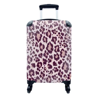 Produktbild von MuchoWow® Koffer Handgepäck Trolley Rollkoffer Kleine Reisekoffer mit 4 Rollen - Schnittmuster - Panther - Rosa - Cabin Size < 55x40x23 cm & 55x40x20 cm - Fotokoffer - Kabinenkoffer - Boardgepäck - Reise-Box - Reisekoffer - Reisegepäck - Koffer mit Bild - Trolley für Kinder