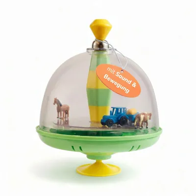 Produktbild von Brummkreisel mit Bauernhof-Motiv - Interaktiver Panoramakreisel mit Tiergeräuschen und beweglichen Elementen für Kinder ab 18 Monaten, KI-generiertes Bild