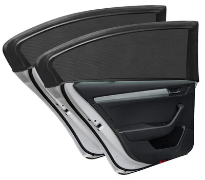 Productafbeelding van TRANKIELO® - Auto Zonnescherm Set van 2 - UV-Bescherming - Geschikt voor de meeste voertuigen - Zwart - 75 x 65 cm