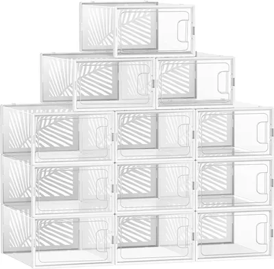 Produktbild von SONGMICS Schuhboxen 12er Set  Aufbewahrungsbox Schuh-Organizer faltbar weiß