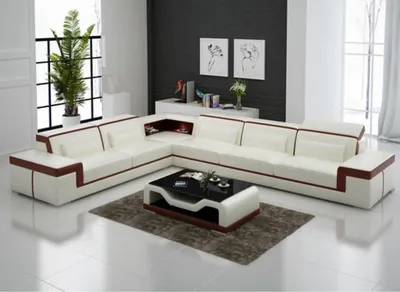 Produktbild von Designer Sofa Couch Ecksofa Leder Textil Polster Garnitur Wohnlandschaft L Form