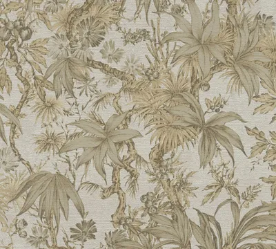 Immagine prodotto di Carta da parati Jungle look beige marrone - Carta da parati in tessuto non tessuto a motivi floreali classica AS-Creation (KG-174704)