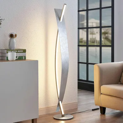 Productafbeelding van LED vloerlamp - Moderne staande lamp - Sfeervolle verlichting - Energiezuinig dimbaar - 140 cm hoog - Zilver