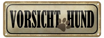 Produktbild von Blechschild Hinweis 27x10cm Vorsicht Hund Hundepfote