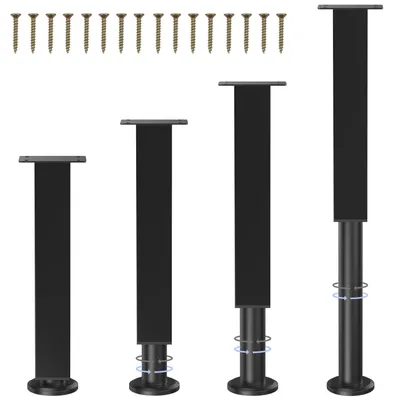 Möbelfüße, höhenverstellbar, Metall, schwarz, 25-42 cm, 4 Stück