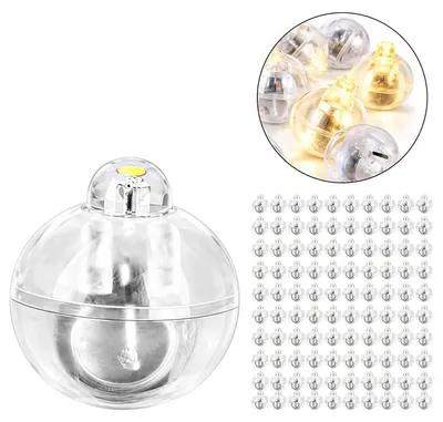 Produktbild von Mini LED Ballonlampen 100 Stück, warmweißes Dekolicht mit runder Form und LR41 Batterie, für Luftballons, Papierlaternen und Festdekoration