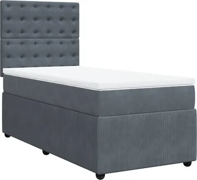 Image de vidaXL Lit boxspring avec matelas gris foncé 100x200 cm velours