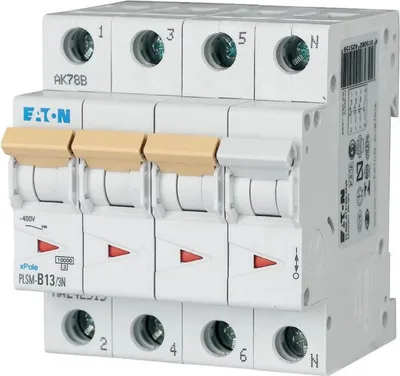 Produktbild von Eaton LS-Schalter 10kA C 13A/3pol+N 4TE Eaton PLSM-C13/3N-MW, 1 Stk.