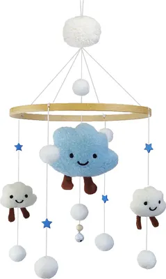 Produktbild von Babybett-Mobile aus Holz, Windspiel, Bettglocke, neutrales Babybett-Mobile, Babymobile